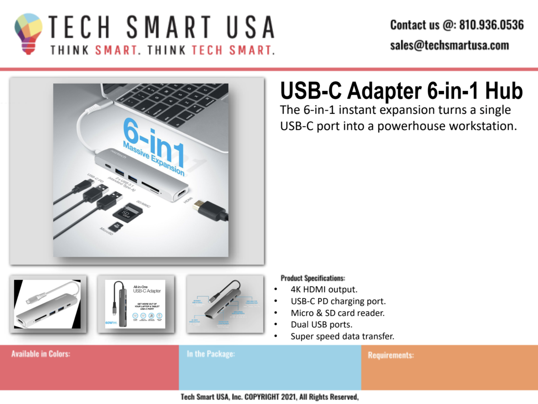 USBC Adapter 6in1 Hub Tech Smart USA, Inc.